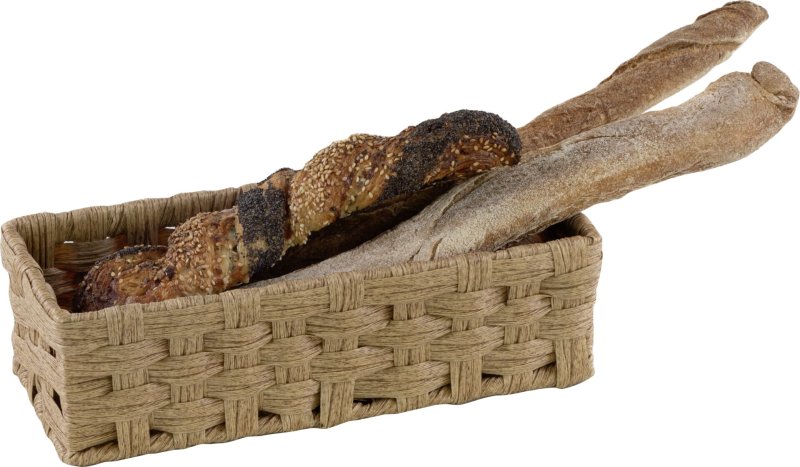 Korb rechteckig, beige, Polyrattan 27x12cm H:8cm (2)
